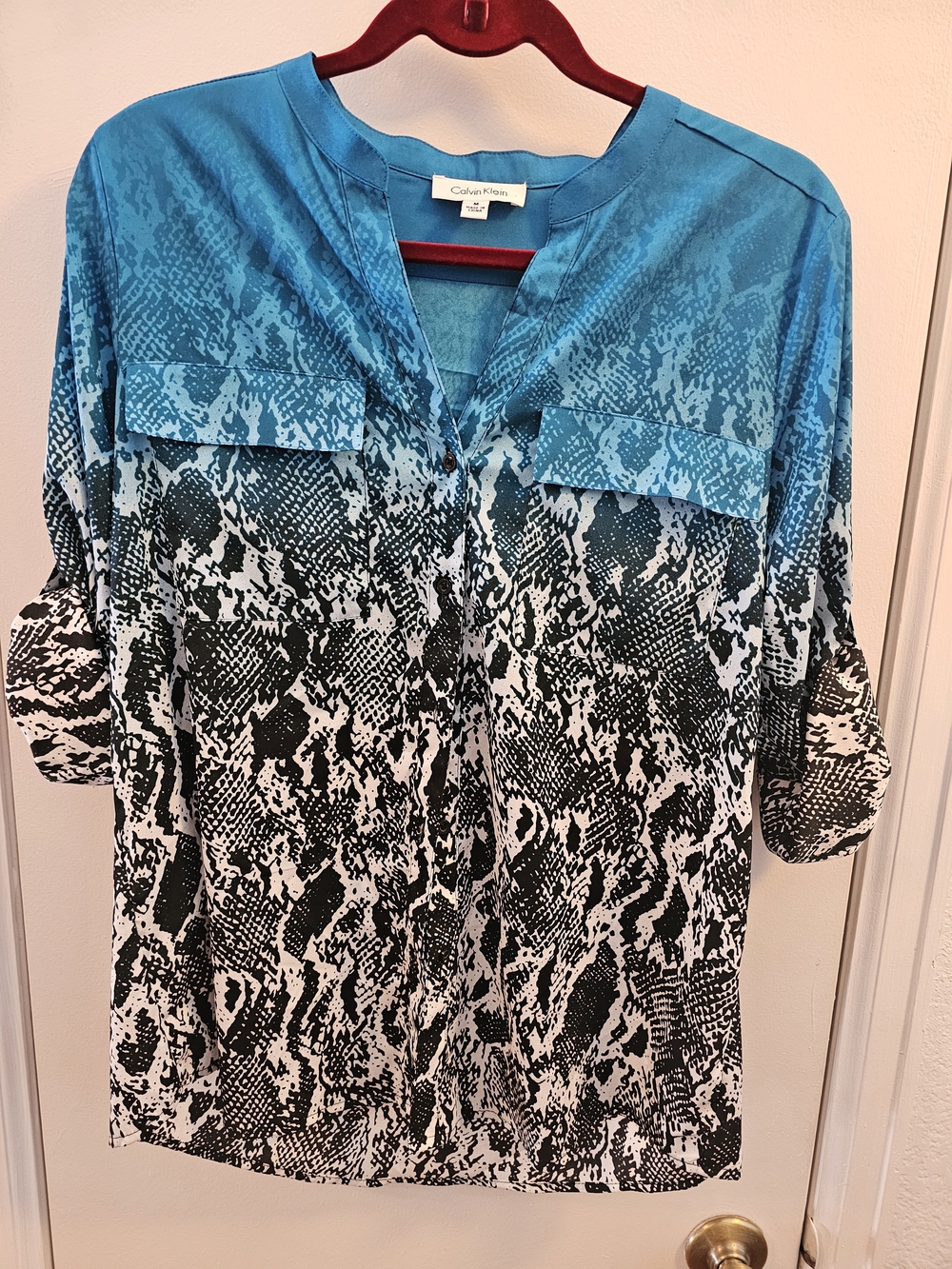 Calvin Klein Teal Shirt with Red Accent